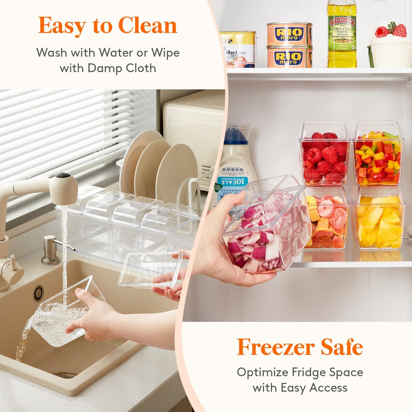 Lifewit Ice Chilled Condiment Caddy with 5x 20 oz Containers, Condiment Server with Lid & Metal Accessories, Serving Tray Platter with Removable Dishes for Bar, Fruit, Salad, Taco, Party Garnish