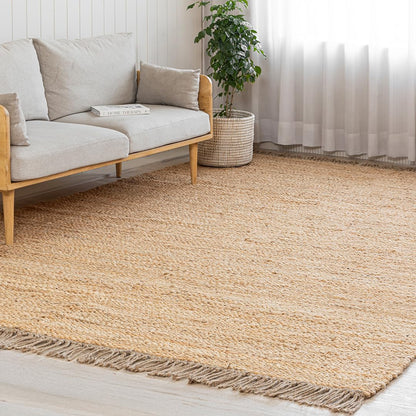 HOMEMONDE Chunky Braided Jute Area Rug 8x10 ft Rectangle Boho Home Décor Indoor Rug - Natural Handcrafted Farmhouse Style Rug for Bedroom, Living Room, Dining Room Kitchen, and Hallway