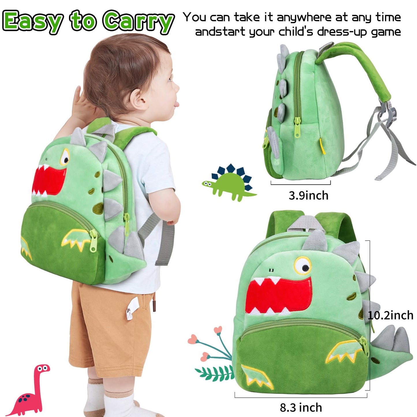 PEDOLLTREE Reborn Baby Dolls Clothes Accessories Dinosaur Outfit Set 12 Pcs Set for 17-22 Inch Reborn Doll Newborn Baby Boy with Green Dinosaur Backpack