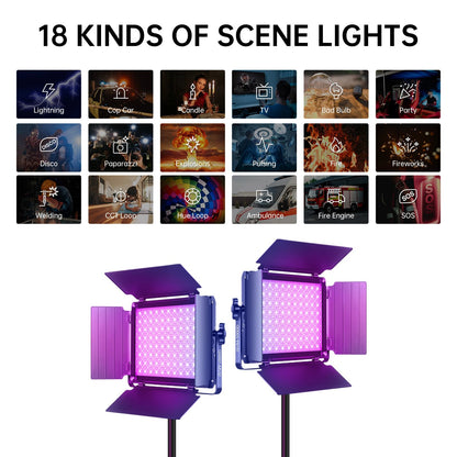 GVM RGB LED Video Light, Photography Lighting with APP Control, 1000D Video Lighting Kit for YouTube Studio, 3 Packs Led Panel Light, 3200K-5600K, 8 Kinds of The Scene Lights, CRI 97