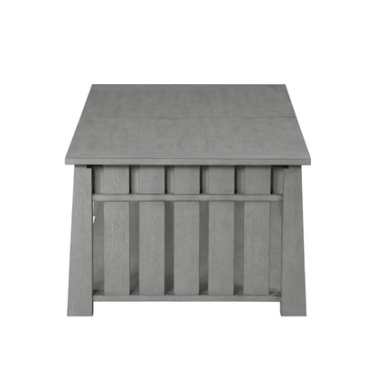 HOMES: Inside + Out Clairemont Farmhouse Rectangle Lift-Top Solid Wood 46 in. Coffee Table with 2-Drawer and 1-Shelf for Living Room, Bedroom, Reception Room, Gray