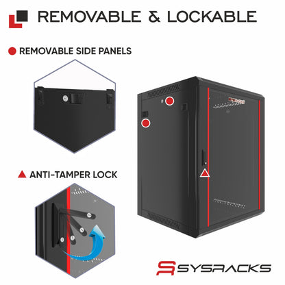 12U Wall Mount Home Lab Server Rack – 19" Locking Network Cabinet, 24" Deep Empty Rack Enclosure for Routers, NAS, Switches and Home Network Equipment