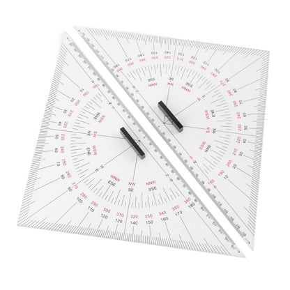 2pcs Chart Drawing Triangle Ruler, 11.81in Course Triangle Positioning Triangle Boat Architectural Stationery Navigation Plotting Kit for Training Purposes Maritime