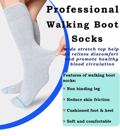 Aisesine Medical Boot Sock for Walking Brace,Orthopedic Cast Shoes Wide Calf Knee High Socks for Men Women White