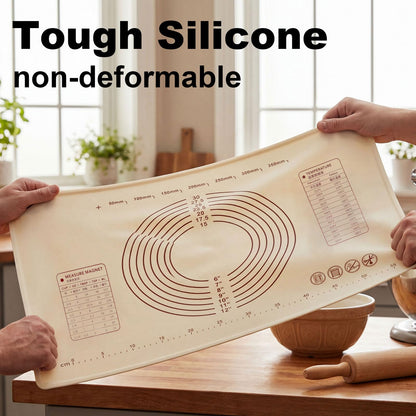 Vojriky 31"L x 24"W Silicone Baking Mat with Raised Edge – Perfect for Pastries, Bread, Cookies, Pizza, Fondant and Pasta