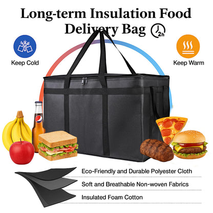 Bodaon 10-Pack Insulated Food Delivery Bag, XXXL Catering/Pizza Cooler Bags, Rideshare Delivery Bag, Thermal Cold/Hot Styrofoam Carrier for Travel/Shopping/Car, Warmer/Frozen