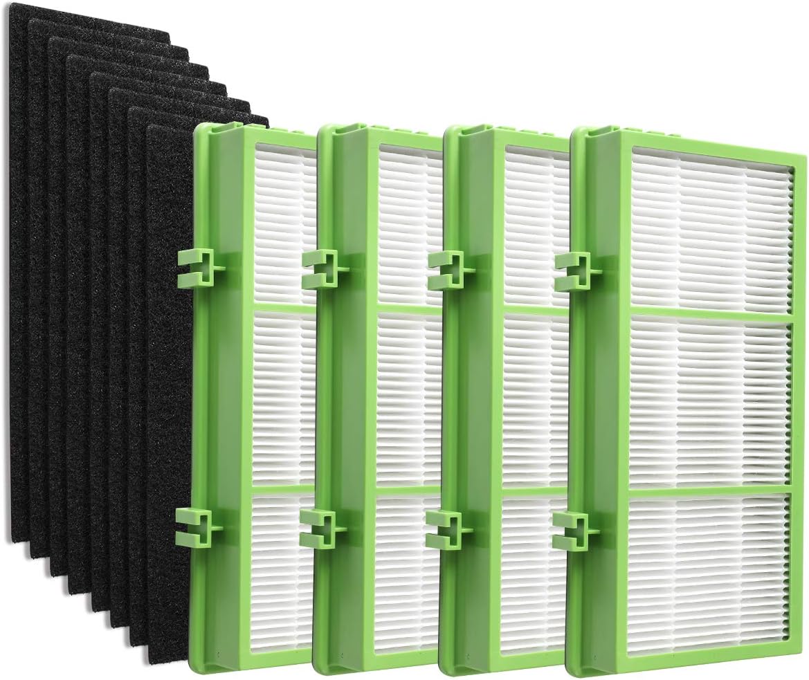 DerBlue Replacement True HE-PA Filter Compatible with Holmes AER1 Series, 4pcs Filters & 8pcs Pre Filters #