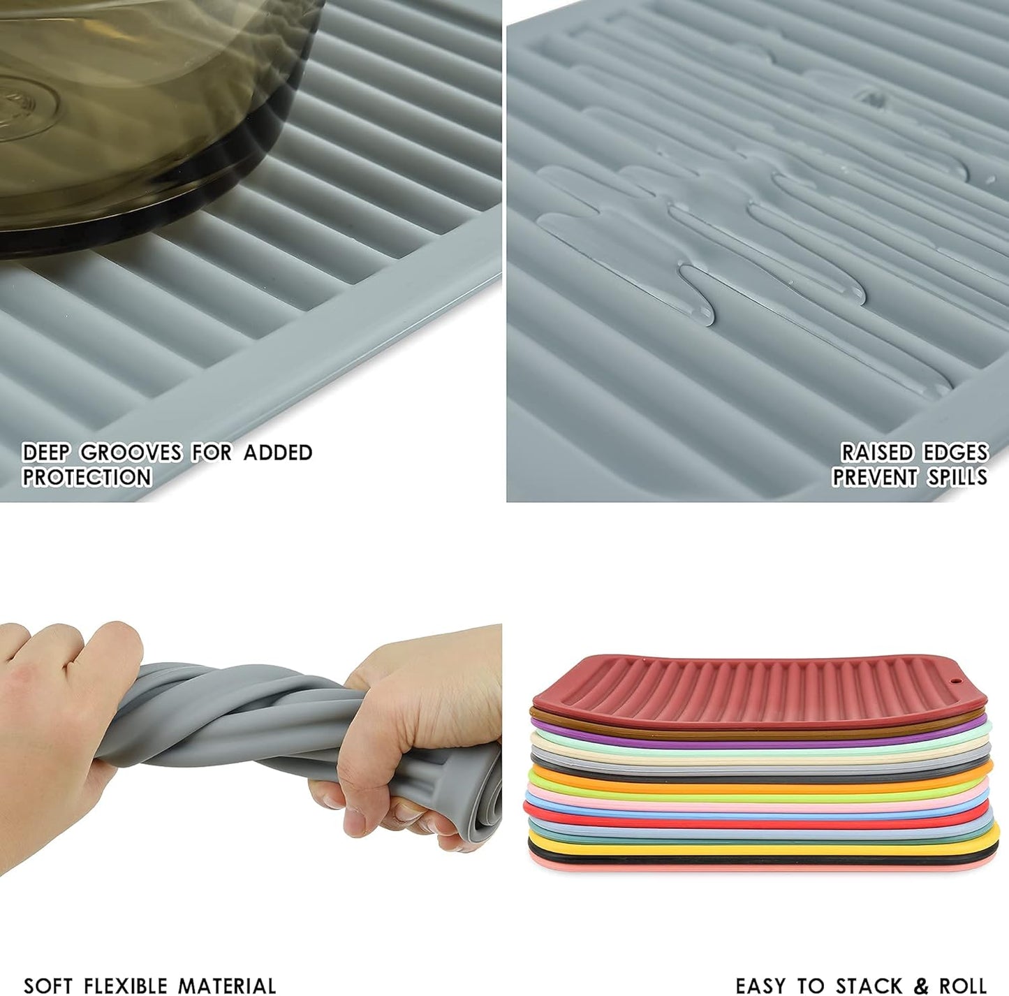 Smithcraft Silicone Trivets Set of 2, Heat Resistant Hot Pads for Kitchen Counter, Non Slip Pot Holders Mats
