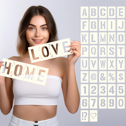 42pcs Traceable Interlocking Stencil Template Set, 3 Inch Reusable Letter Stencils for Painting, Alphabet Numbers and Symbols for Bullet Journal Canvas Rock Sign Wall Art Fabric Chalkboard