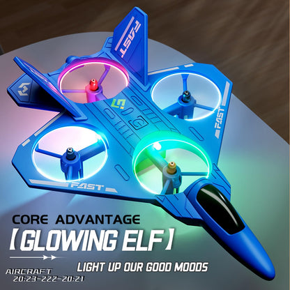 ANTSIR Upgraded RC Plane ABS Fighter Jet Drone for Kids, Mini RC Airplane with Throw-to-Fly Tech & LED Lights, 2.4G Remote Control Aircraft for Boys Age 8-16, Durable Stunt Drone Toy, Birthday