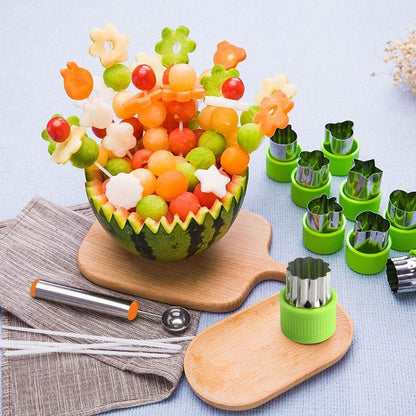 LetGoShop Cookie Cutter Sets for Kids, 12 Shapes Biscuit Cutters with Safety Handle & 10 Cartoon Food Forks