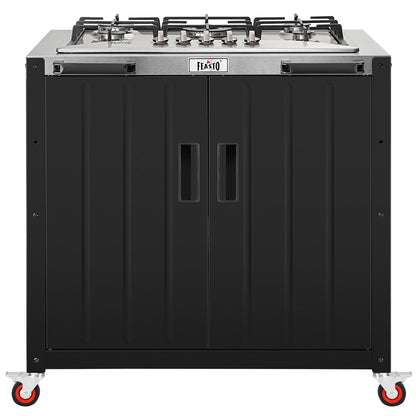 Feasto Gas Grill, Movable Outdoor Gas Stove Stainless Steel Top with Cabinet, 5 Burners with 36,200 BTUs, Outdoor Propane Grill for Outdoor Cooking, Ideal for Lawn & Garden, L35.4 x W24