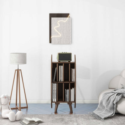 FURUIM2024M CD Record Storage Rack Modern Creativity Wooden Vinyl Record Storage Cabinet for Living Room Bedroom Lounge(Walnut Colour)