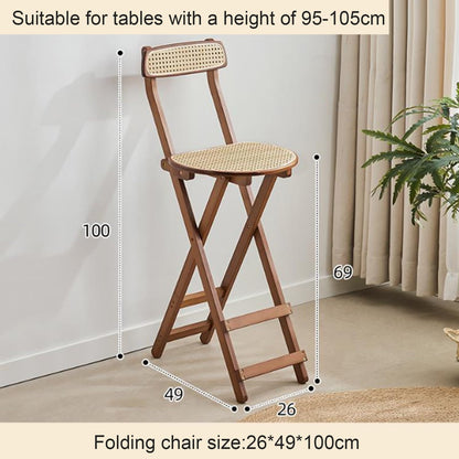Folding Chairs, Kitchen Island Stools, Comfortable Bamboo Folding Chair with Backrest and Footrest, Counter Stool for Events Office Wedding Party Picnic Kitchen