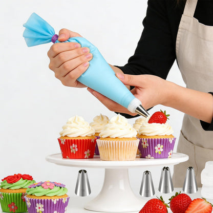 LLMSIX 49pcs Piping Bags and Tips with Storage Case Set, 36 Stainless Steel Piping Tips, Reusable Pastry Bags, Scrapers and Storage Case, Frosting Tip for Cupcakes Cakes Cookies Decoration DIY Baking