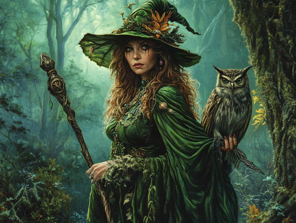5D Enchanted Witch of The Forest Diamond Art 12x16 Inch Full Drill Diamond Painting Kits for Adults & Beginners - DIY Art Crafts for Relaxation and Home Wall Decor 1