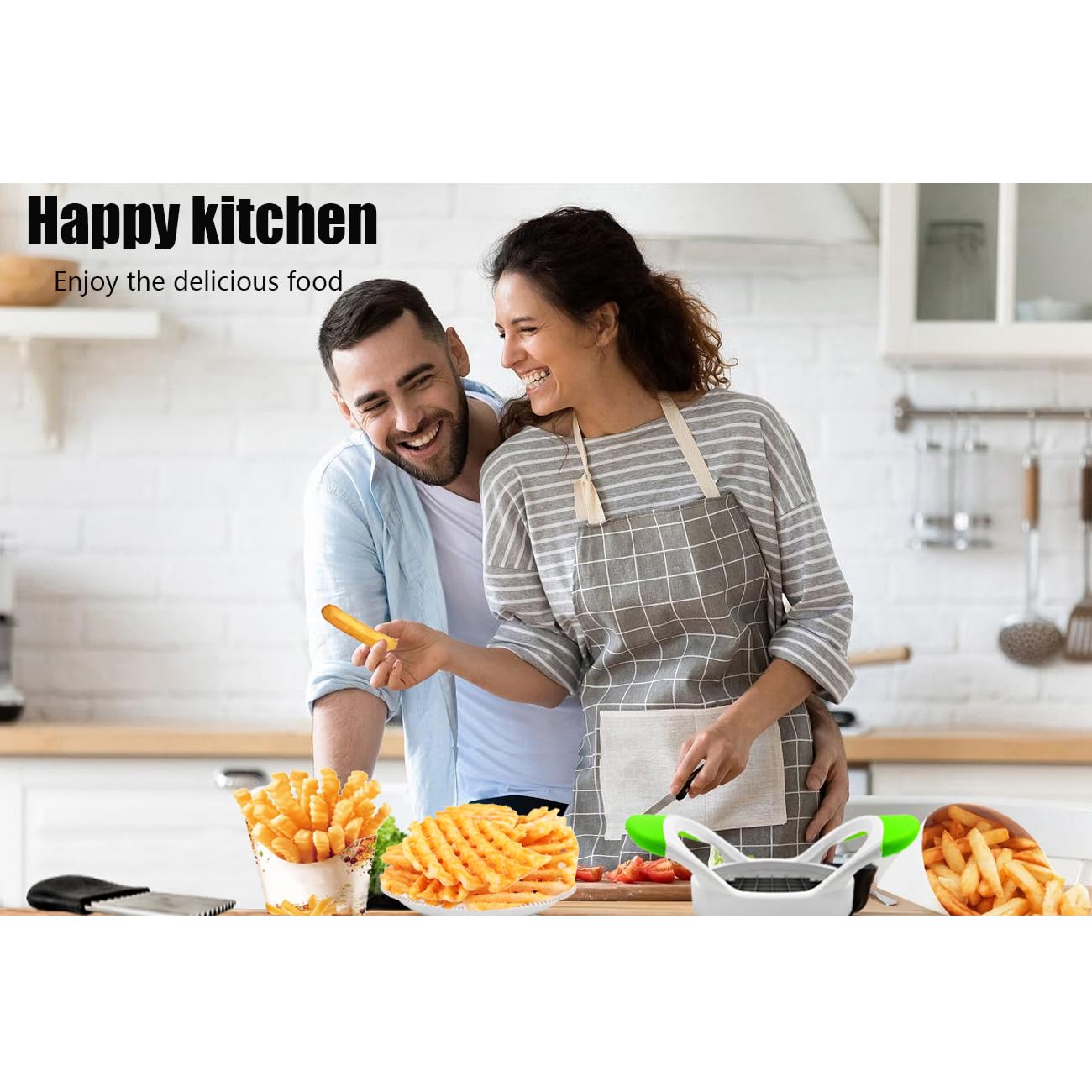 Crinkle Cutter, Stainless Steel Wavy Chopper Slicer Vegetable Salad Garnishing Tools with Cleaning Brush, Fry Cutter for Potatoes (3-piece Set)