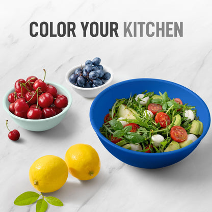Zulay Kitchen 12 Piece Plastic Mixing Bowls with Lids Set - Leak-Proof Microwave & Freezer Safe Stackable Mixing Bowl Set for Preparing, Serving and Storing - Non-Slip Large Nesting Bowls (Blue Ombre)