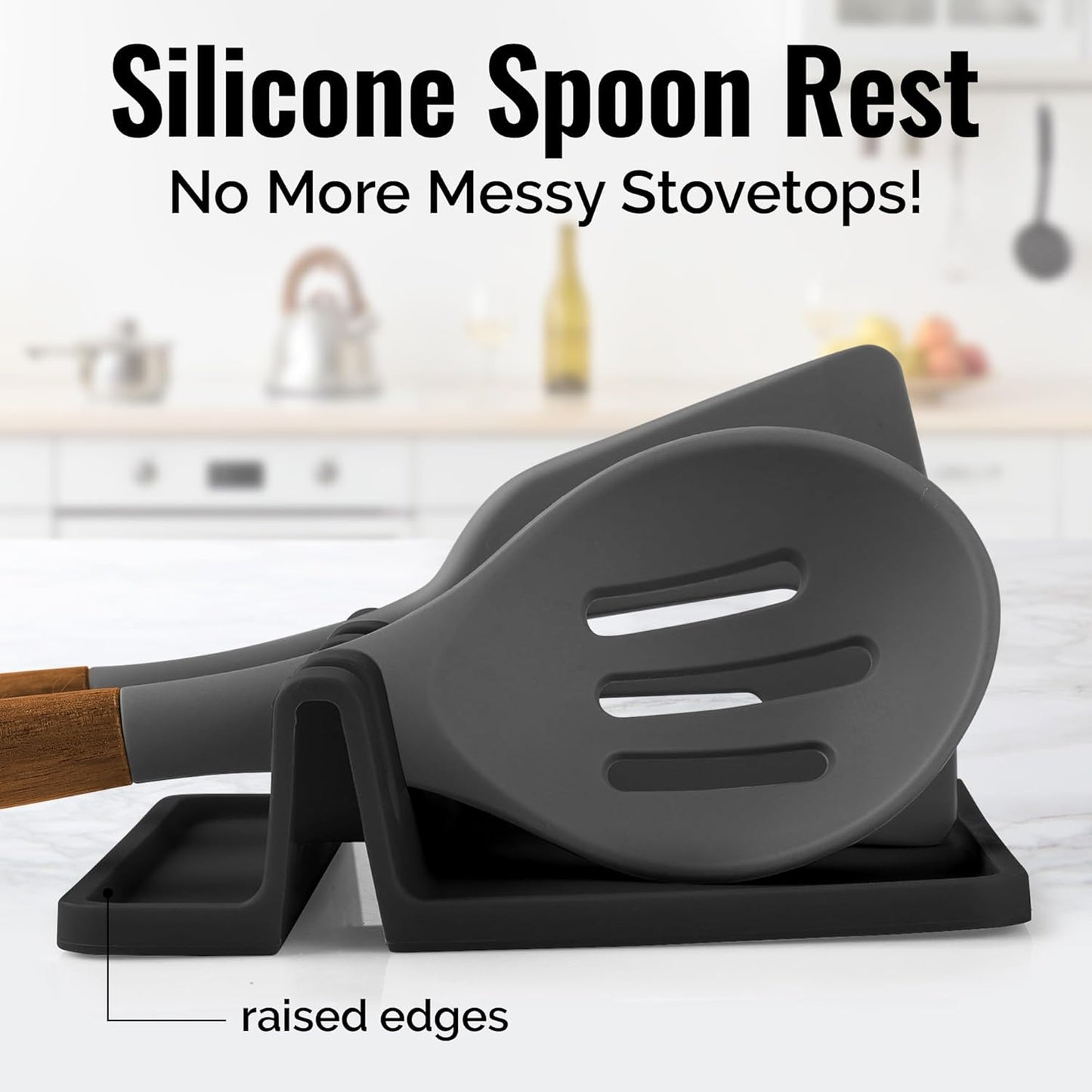 Zulay Kitchen Extra Large Silicone Utensil Rest, BPA-Free Heat-Resistant Spoon Holder with Drip Pad for Stove Top