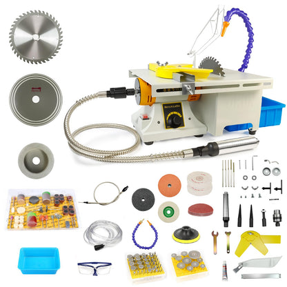 Jewelry Lapidary Rock Saw Machine, 110V 750W Lapidary Equipment with Adjustable Speed, Mini Table Saw for Cutting Grinding Drilling & Polishing Gem Stones Jade Agate Wood Beeswax