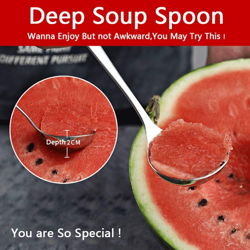 18/8 Stainless Steel Deep Pho Noodle Spoons, Large Serving Spoon, Mini Ladle, 7.9 inch