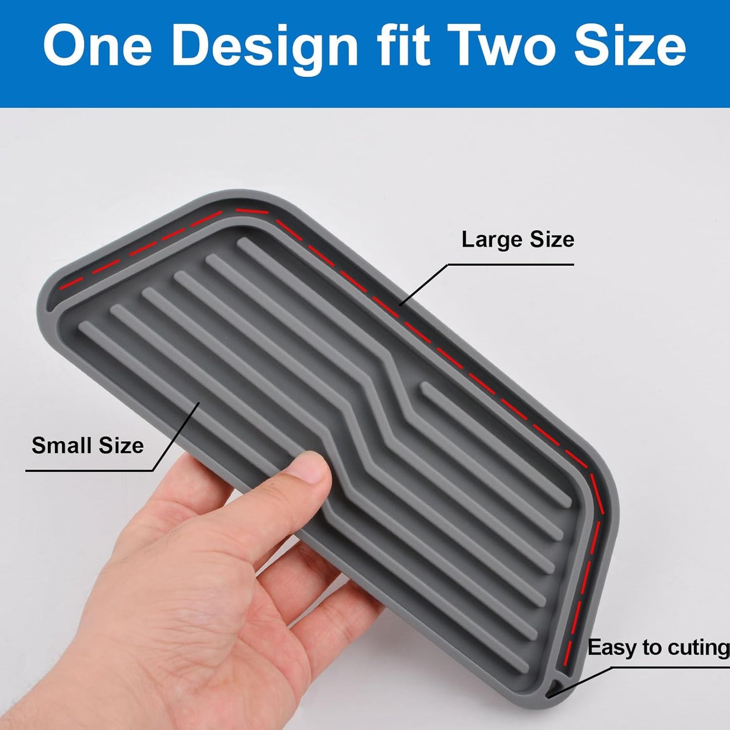 Refrigerator Drip Catcher Tray, Non-Slip Silicone Rectangular Cuttable Water Dispenser Drip Tray for Fridge Spills
