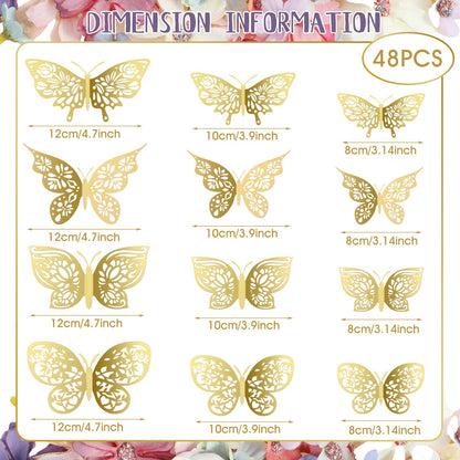 Wavyknot 342 Pcs Faux Flower Heads and 3D Butterfly for Craft Bulk DIY Graduation Cap Decorations Accessory Kit Small Silk Fake Floral Head Gold Butterfly for Wedding Bouquet Graduation Cap Decor