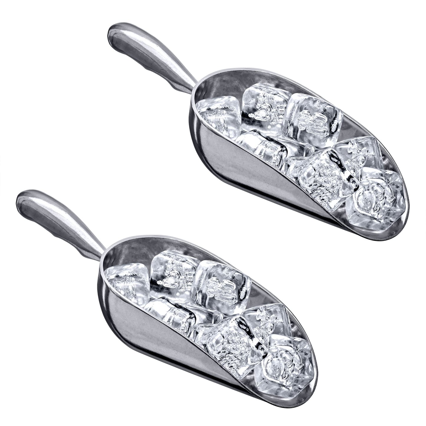 Amazing Abby - Elsa - 12-Ounce Aluminum Ice Scoops (Set of 2), Cast Aluminum Utility Scoops, Food-Grade, Good for Home and Commercial Use, NOT Dishwasher-Safe, Hand-Wash Recommended