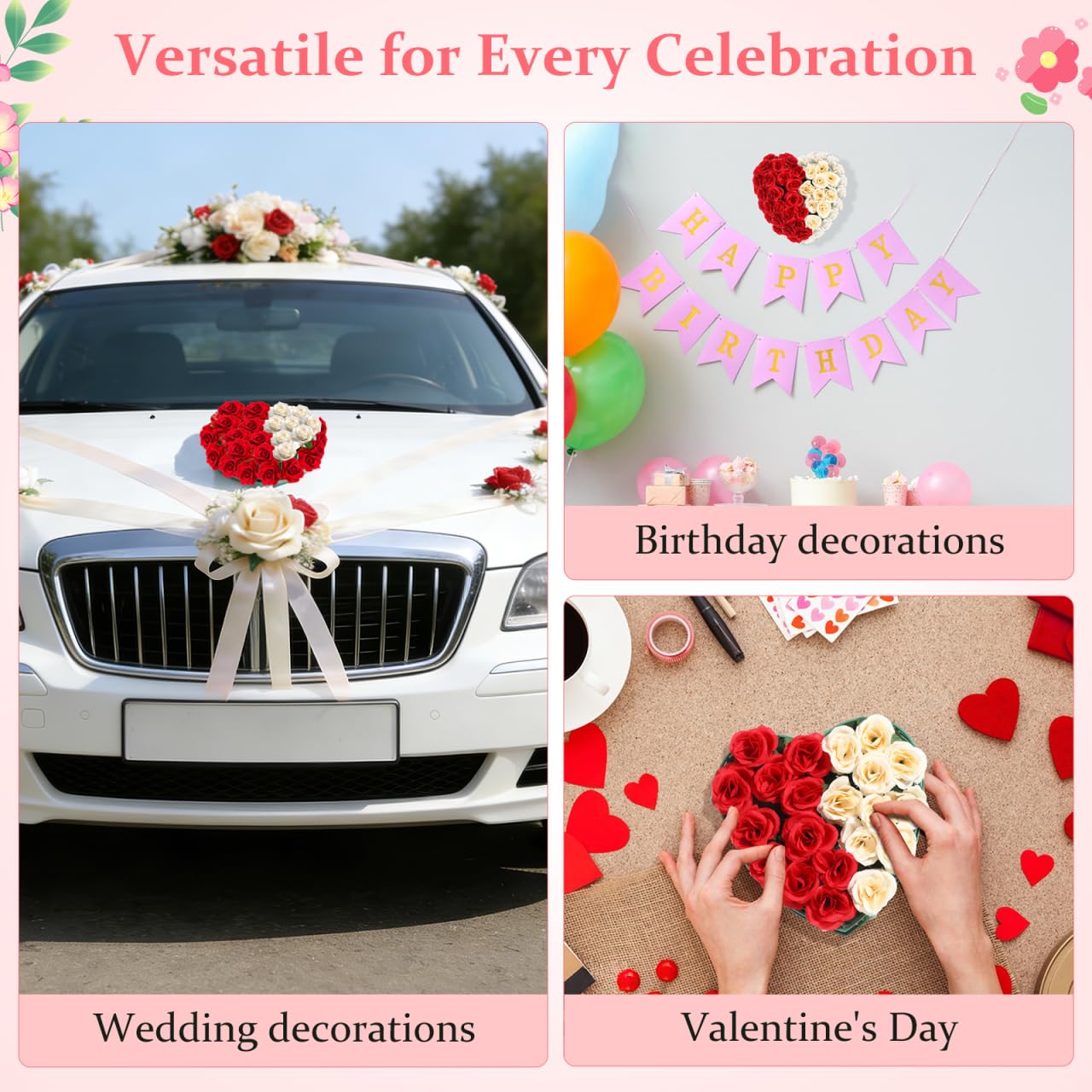 EXCEART Heart Shaped Floral Foam with 4Pcs Suction Cups, Green Wet Florist Sponge Blocks for Wedding Car Decoration, DIY Flower Arrangement Bricks for Parties & Anniversaries, Leak-Proof
