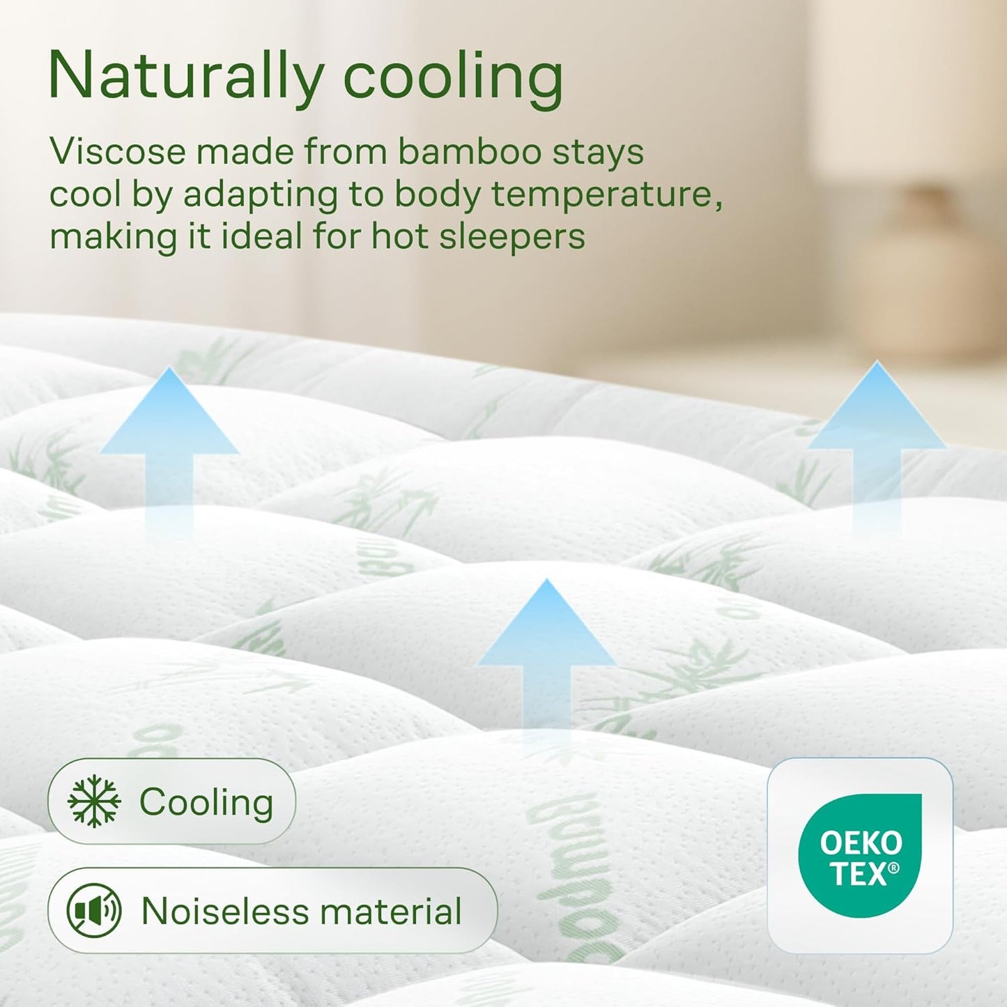 Niagara Sleep Solution Ultra Soft Queen Mattress Topper - Bamboo Viscose Pillow Top for Back Pain Relief | Naturally Cooling, Fits 6-18" Mattresses, 600GSM