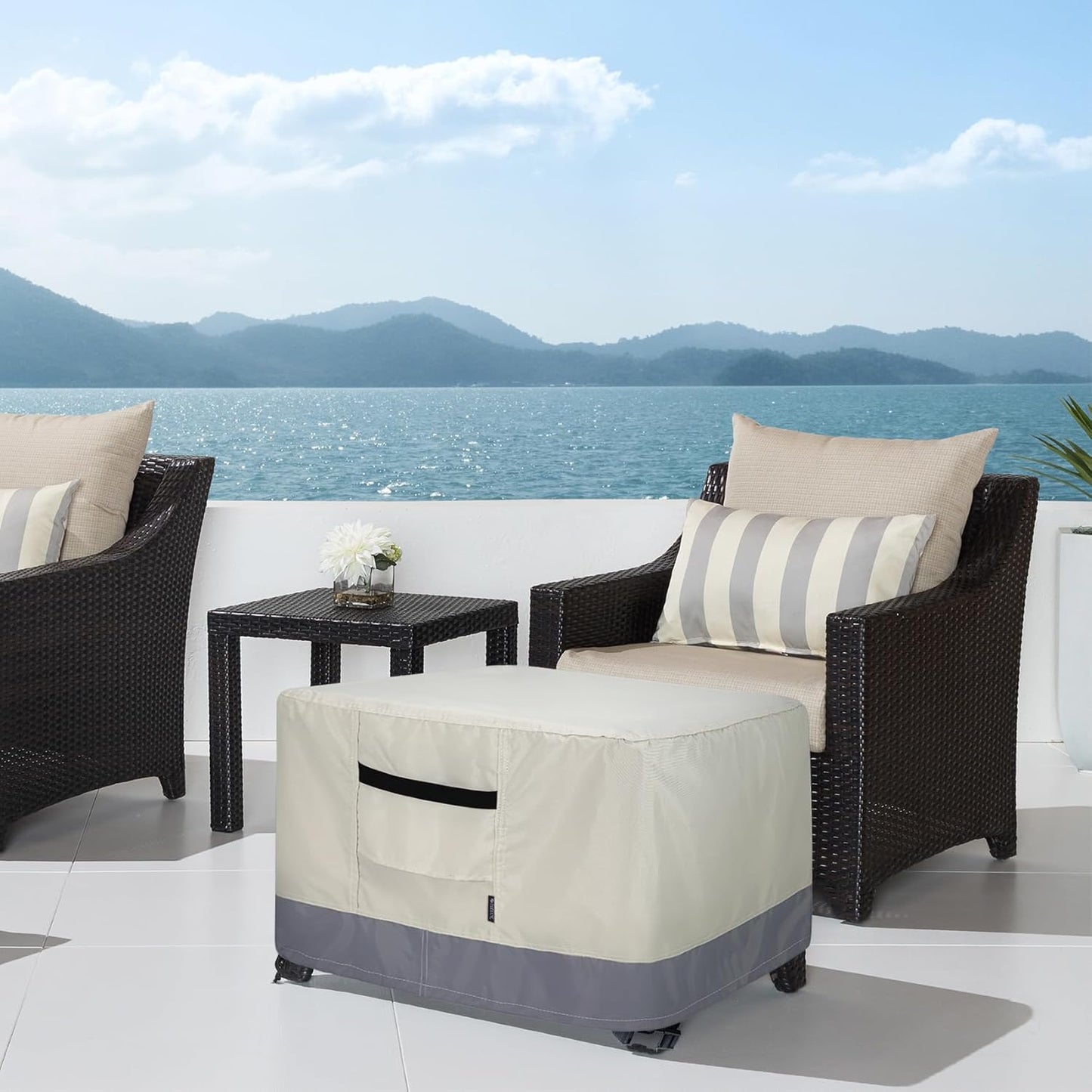 28L 28W 17H inch Patio Ottoman Cover, Waterproof Outdoor Square Furniture Cover for Side & End Table x x
