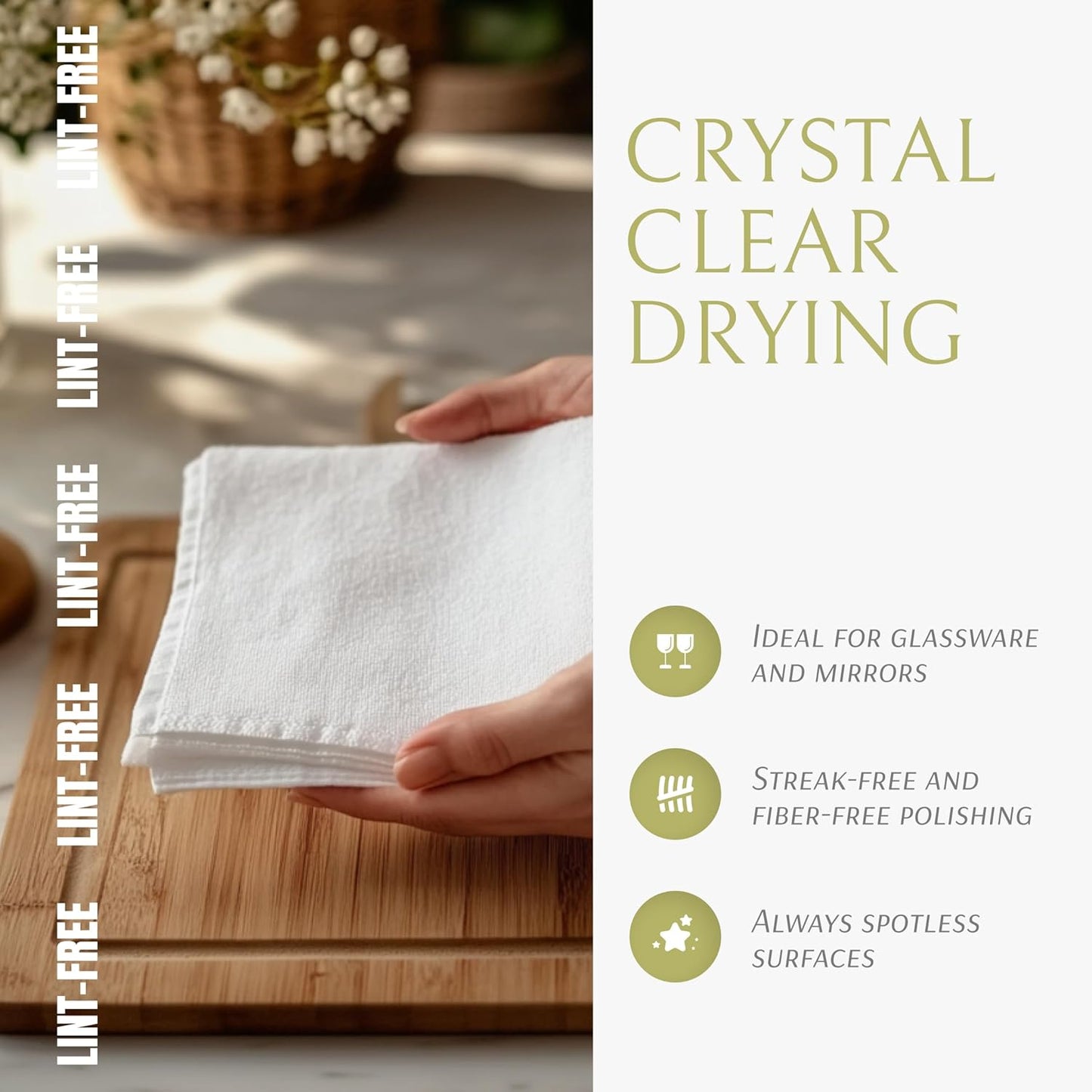 18 Pack, 28x28 Flour Sack Towels for Kitchen, - Lint-Free White Flour Sack Dish Towels, Super-Absorbent Cotton Tea