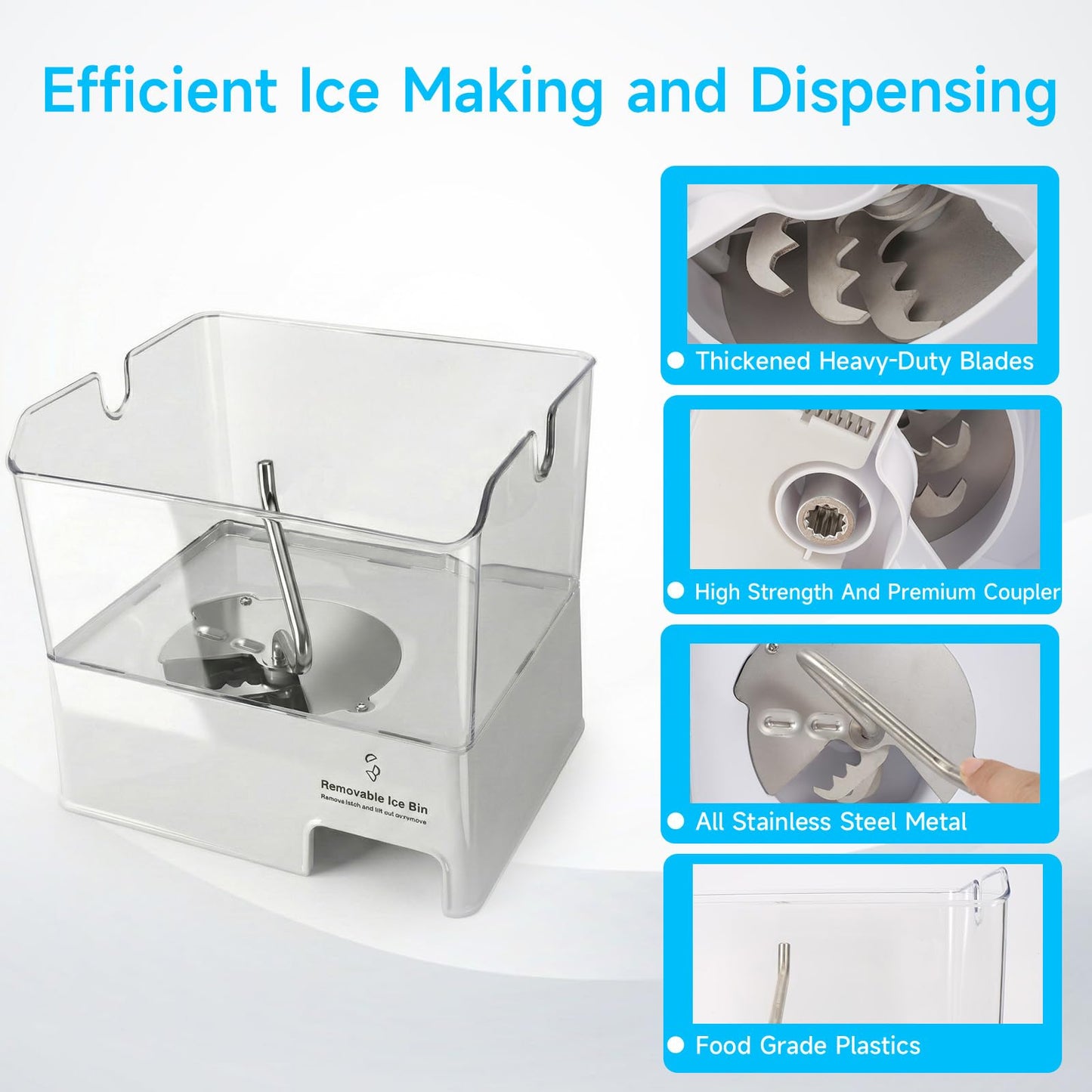 ColleRain WPW10347093 Removable Ice Bin Compatible with Whirlpool Ice Bucket Replacement, W10347093 Ice Maker Assembly for Whirlpool Refrigerator Ice Bin