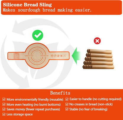 UBeesize 2 Pack Thickened Silicone Bread Sling, Reusable Sourdough Bread Baking Mat for Dutch Oven