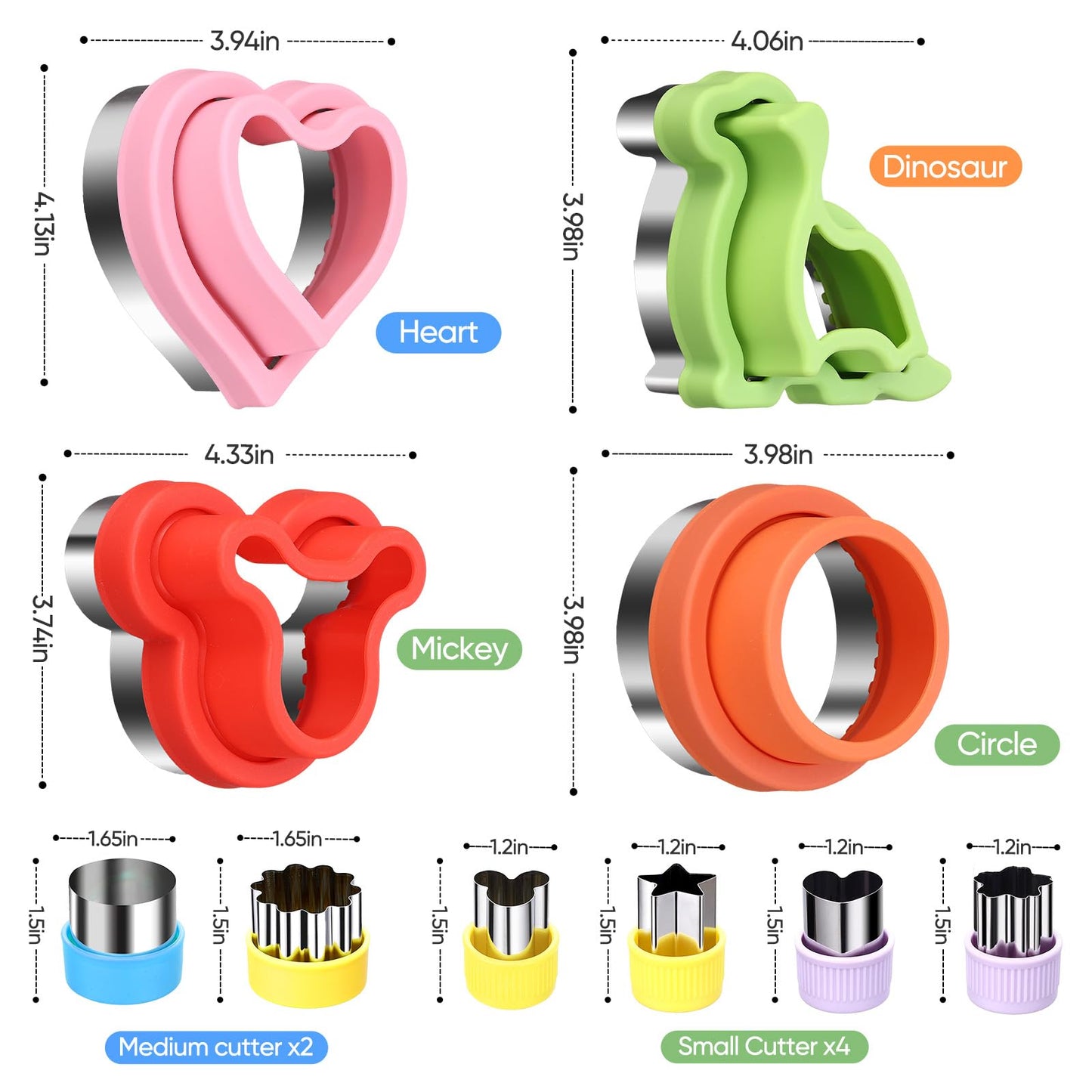 Sandwich Cutter and Sealer with Storage Case, Sandwich Maker, 24 Pcs Crustless Sandwich Cutters for Kids Lunch & Bento Box Accessories, Decruster Sandwich Maker Bread Cookie Cutters for Kids