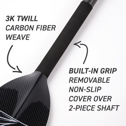 Hornet Watersports Dragon Boat Paddle - Black Glossy- Adjustable Carbon Fiber Dragon Boat Paddle - IDBF Approved - Dragon Boat Accessories (Leverlock Adjustable)