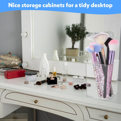 HaiFafafaing 20 Pcs Clear Acrylic Pen Holder for Desk, Makeup Brushes Holders, Modern Organizer Acrylic Pencil Holder Cups Bulk for Classroom School Desk Office Desktop Storage 4"×3"×3"