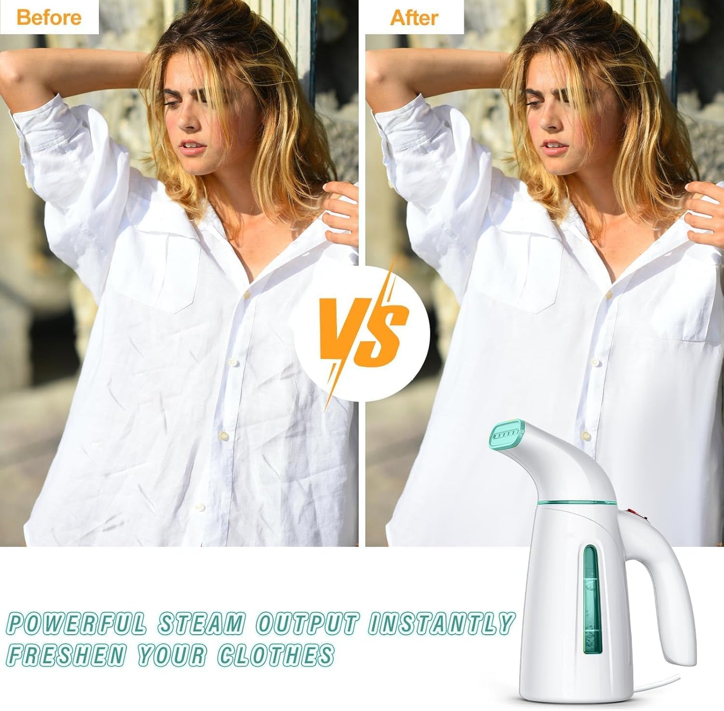 OGHom Portable Handheld Clothes Steamer - 240ml Capacity, 700W Fast Heat Up in Cyan