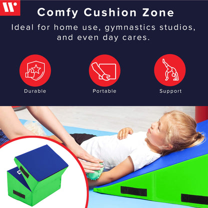 We Sell Mats Gymnastics Incline Mat, Folding and Non-Folding Cheese Wedge Skill Shape, Tumbling Mat for Gymnastics Training, Cheerleading and Obstacle Courses, Purple / Pink, 60" x 30" x 15" - Medium