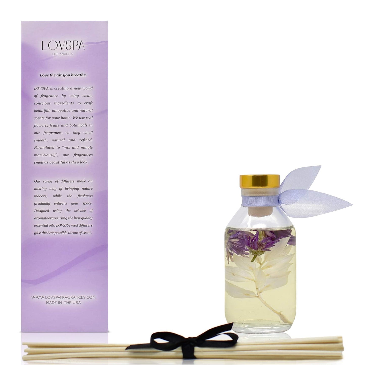 LOVSPA Reed Diffuser Set, Smoked Vanilla Scented Oil Diffuser with Sticks, Home Fragrance Accessories for Bathroom Shelf Decor, Aroma Diffusers for Home or Office Fall Decor, USA Made