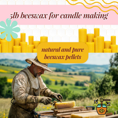 Beeswax Candle Making Kit for Adult, Make Your Own Beeswax Candle Kit Including Wax Melter Temperature Control,Cotton Wick,Wick Stickers