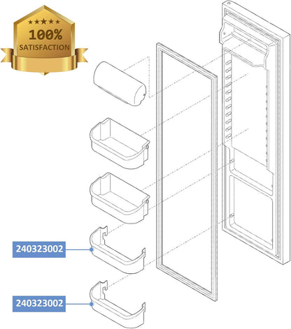 240323002 Refrigerator Door Bin Shelf for Frigidaire or Electrolux, Clear, Bottom 2 Shelves, Replaces PS429725