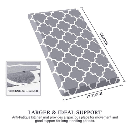 WISELIFE Kitchen Mat and Rugs Cushioned Anti-Fatigue,17.3"x 28",Non Slip Waterproof Ergonomic Comfort Mat for Kitchen, Floor Home, Office, Sink, Laundry, Grey