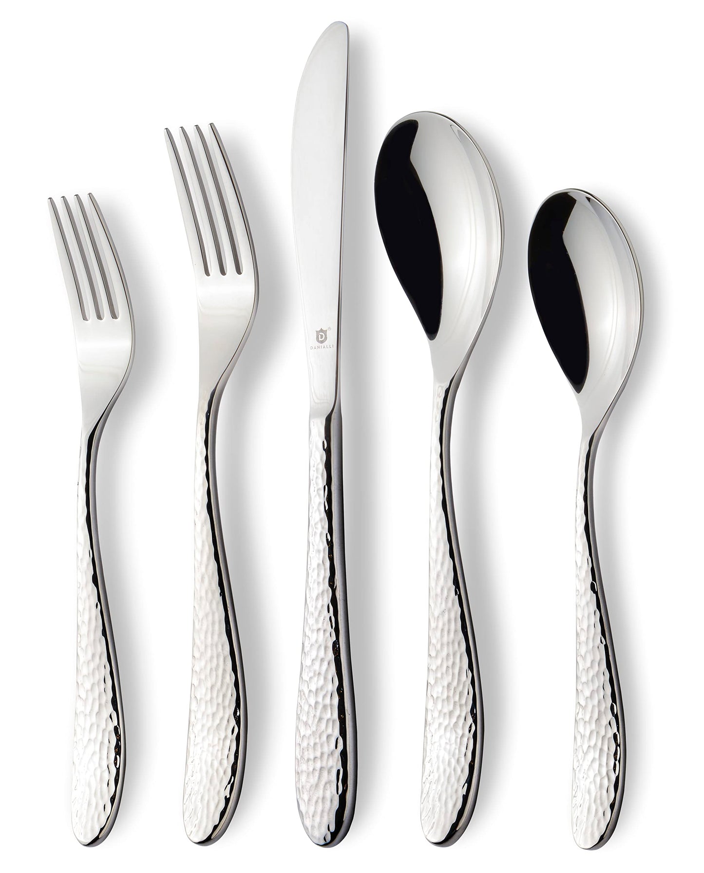 DANIALLI Hammered Silverware Set | Premium 18/10 Stainless Steel Flatware Service for 6 | Heavy-Duty & Dishwasher Safe | Built to Last (30-Piece, Marettimo Hammered)