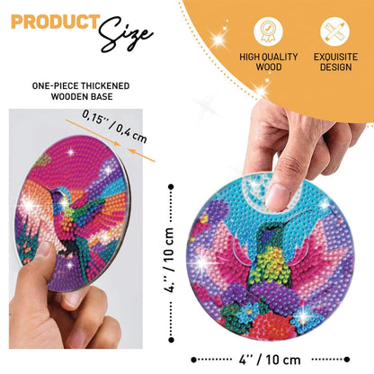 8 Pcs Humming Bird Diamond Painting Kits | Diamond Painting Kits with Holder | Diamond Art Coasters for Beginners Adults - Perfect Art Craft Supplies Gift!… (Humming Bird)