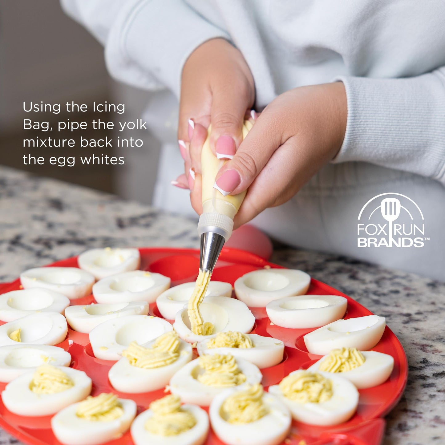 Fox Run Deviled Egg Making Kit, Includes Boiled Egg Timer, Masher and Deviled Egg Piping Tool