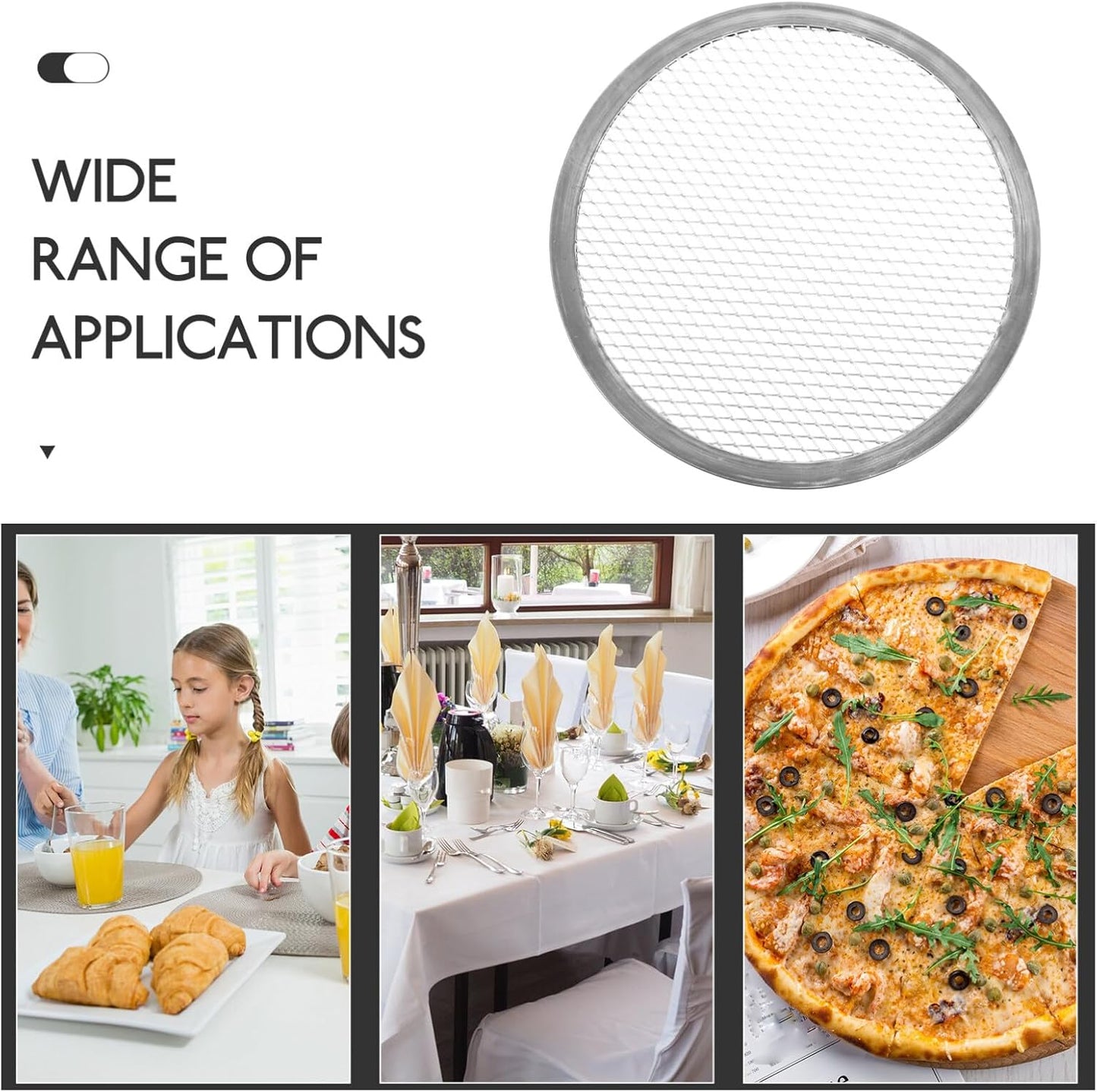 SOLUSTRE Nonstick Bakeware Pizza Screen, 8 Inch Aluminum Round Crisper Tray, Seamless Non Stick Kitchen Tool