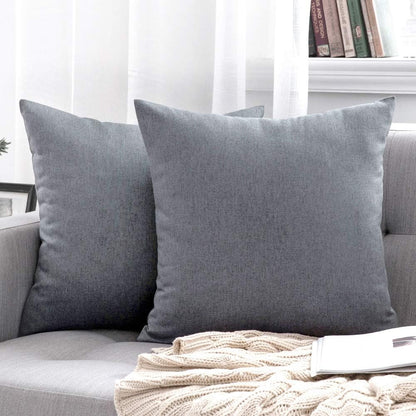 MIULEE Decorative Outdoor Throw Pillow Covers - Waterproof Faux Linen Cushion Cases | 24x24 Inch Dark Grey (Pack of 2)