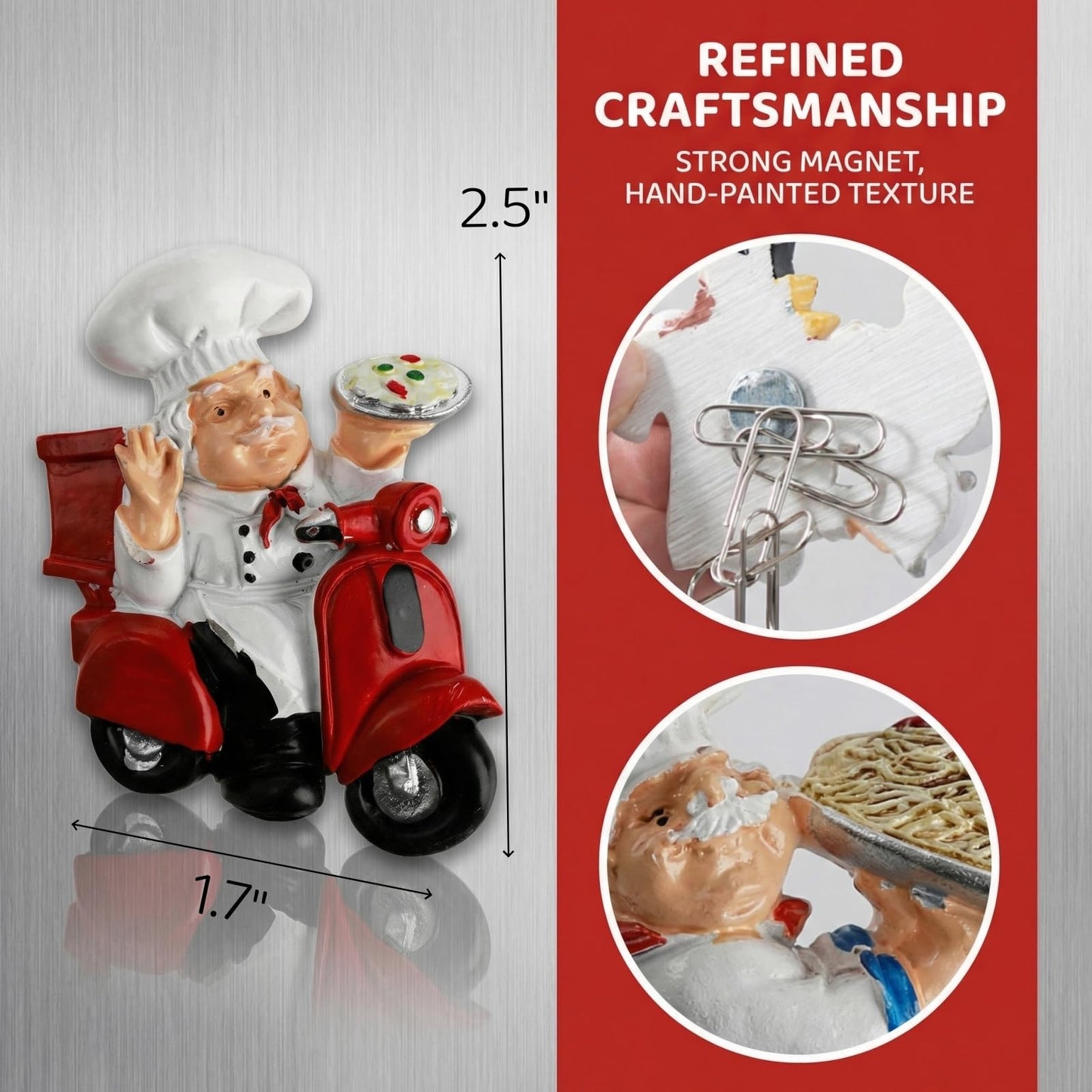 Lyellfe 10 Pieces Chef Fridge Magnets, Cute Italian Chef Magnets for Refrigerator, Funny Kitchen Chef Figurine Decorations, 3D Resin Baker Refrigerator Stickers for Whiteboard, Map, Cabinets
