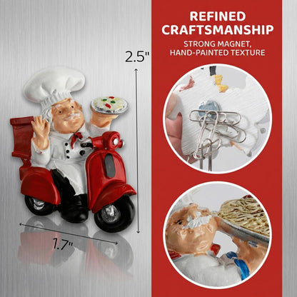 Lyellfe 10 Pieces Chef Fridge Magnets, Cute Italian Chef Magnets for Refrigerator, Funny Kitchen Chef Figurine Decorations, 3D Resin Baker Refrigerator Stickers for Whiteboard, Map, Cabinets